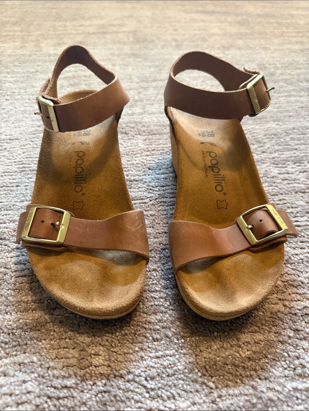 Birkenstock Papillio Brown Leather Ankle Strap Buckle Sandals